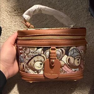 Brown Teddy Bear Print Cosmetic Case